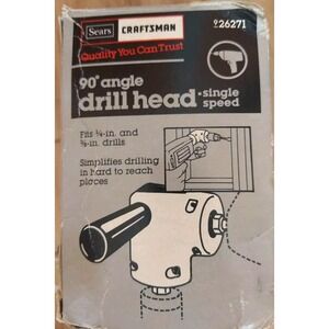 SEARS Craftsman Right Angle Drill Adapter 26271 3/8 90° Single Speed
